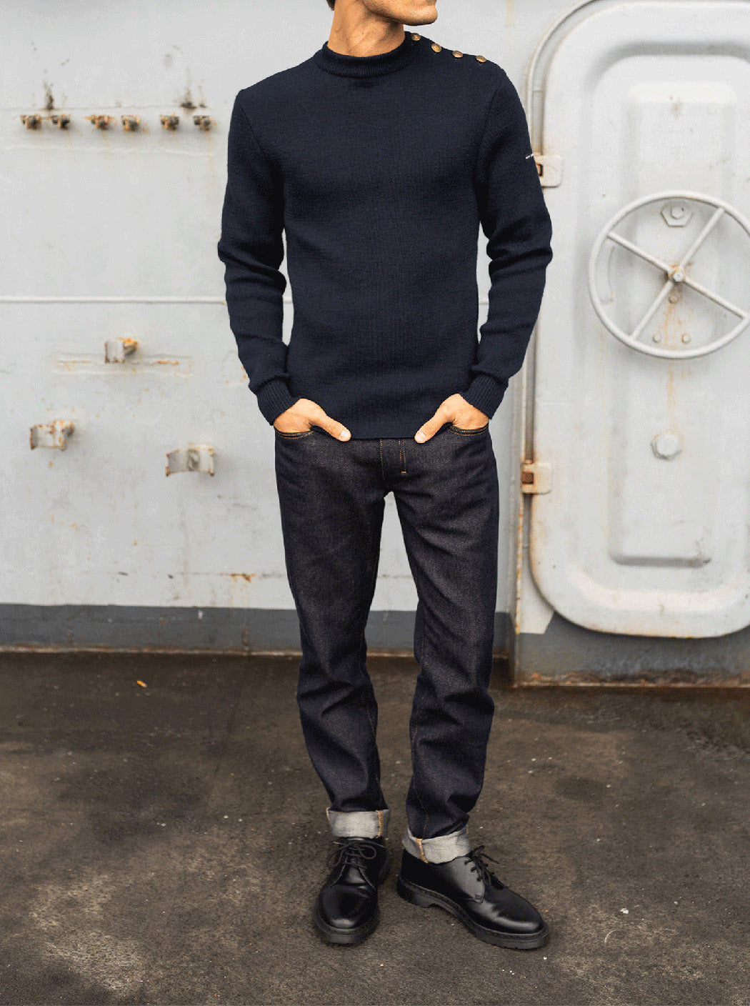 Pull marin uni « Compas »