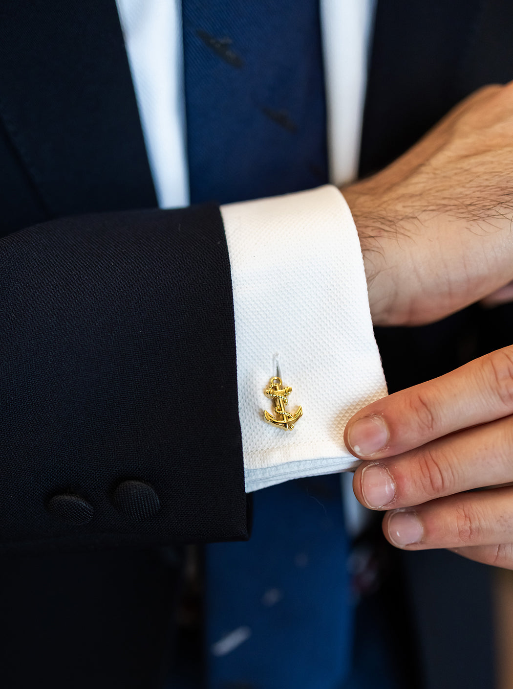 Boutons de manchettes « ancre marine »