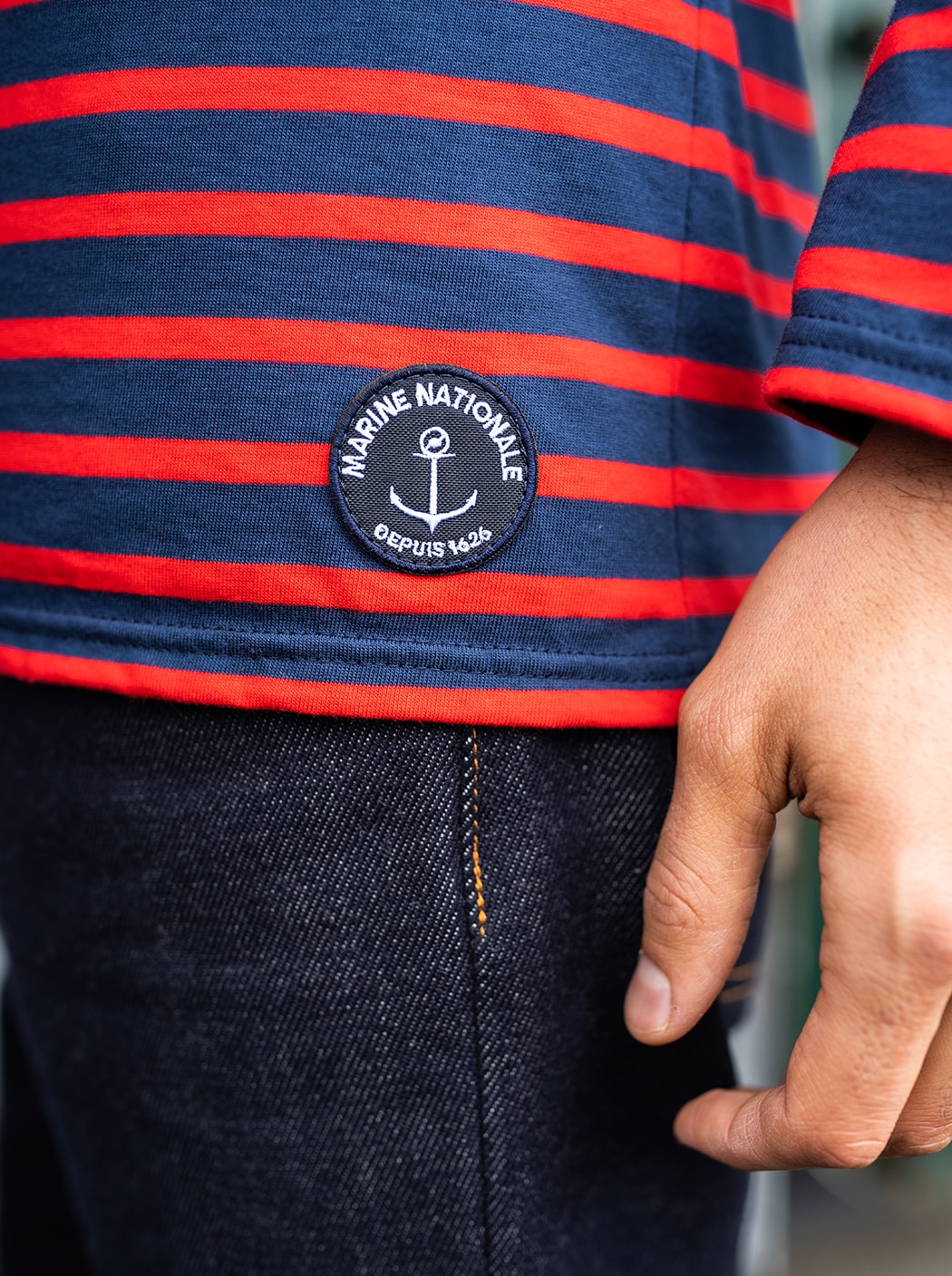 Marinière « Patrouilleur » #couleur_Neige – Bleu Gitane