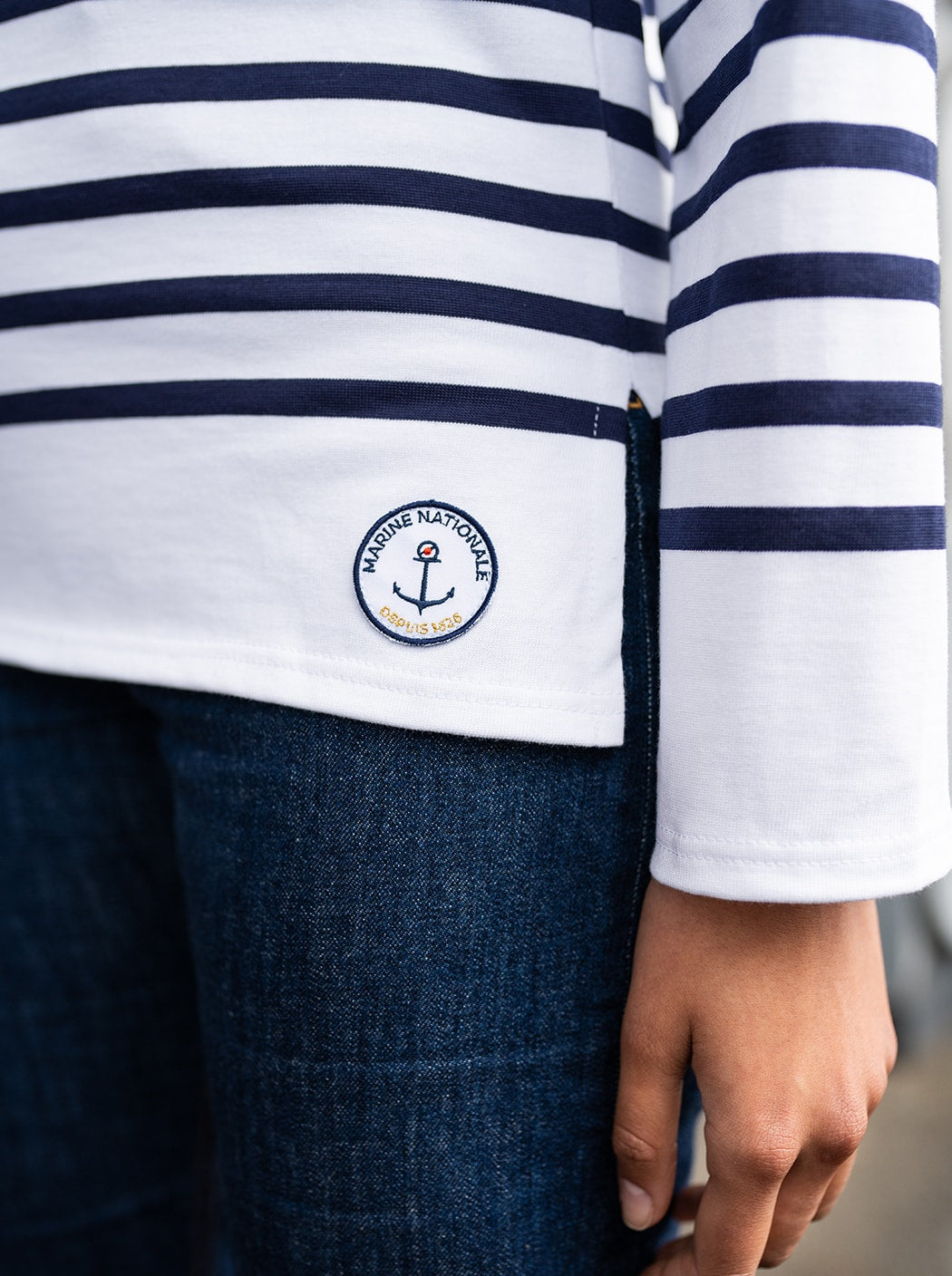 Marinière « Vedette » #couleur_Neige – Marine