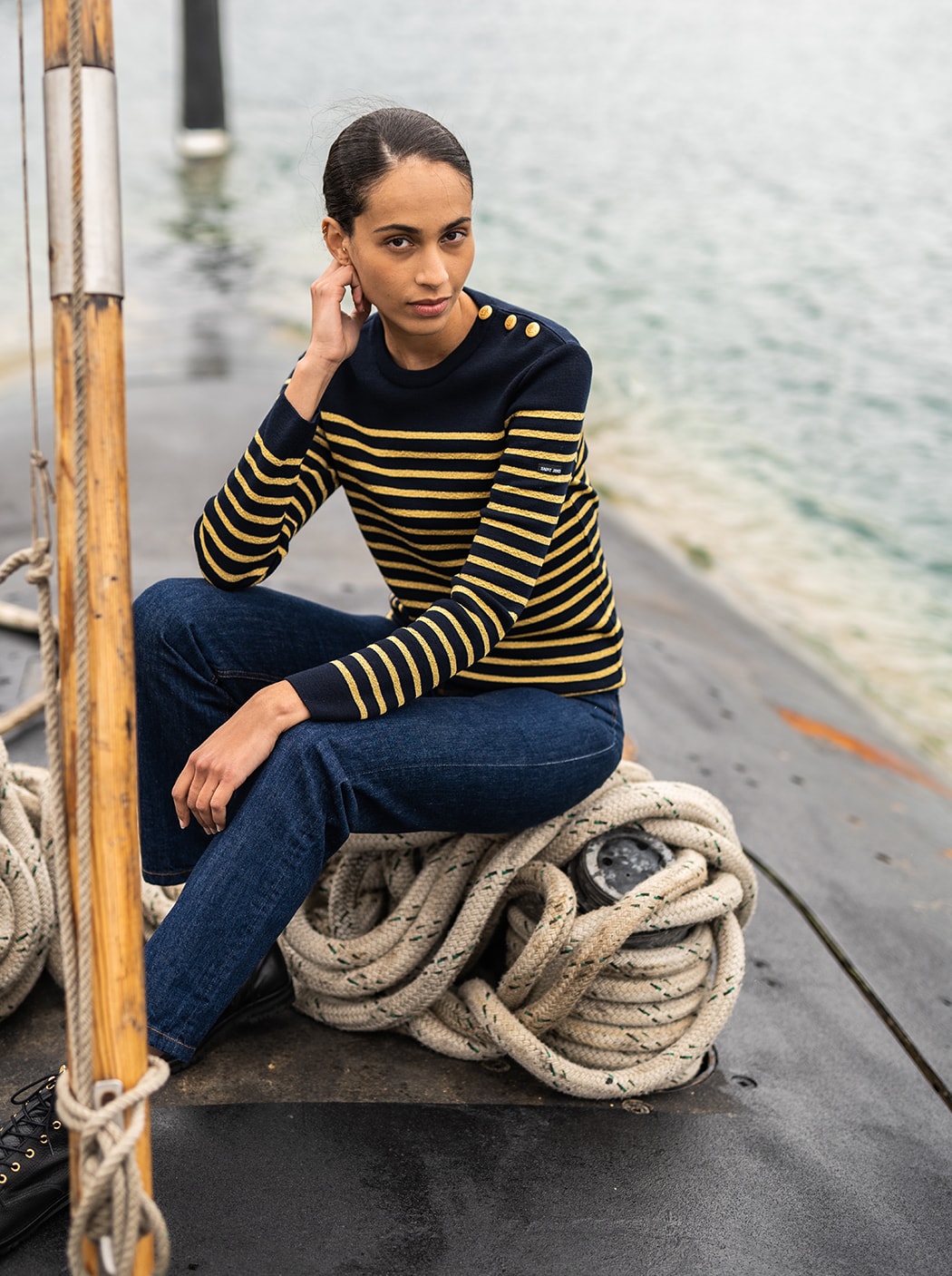 Pull marin « Nocturlabe » #couleur_Marine – Or