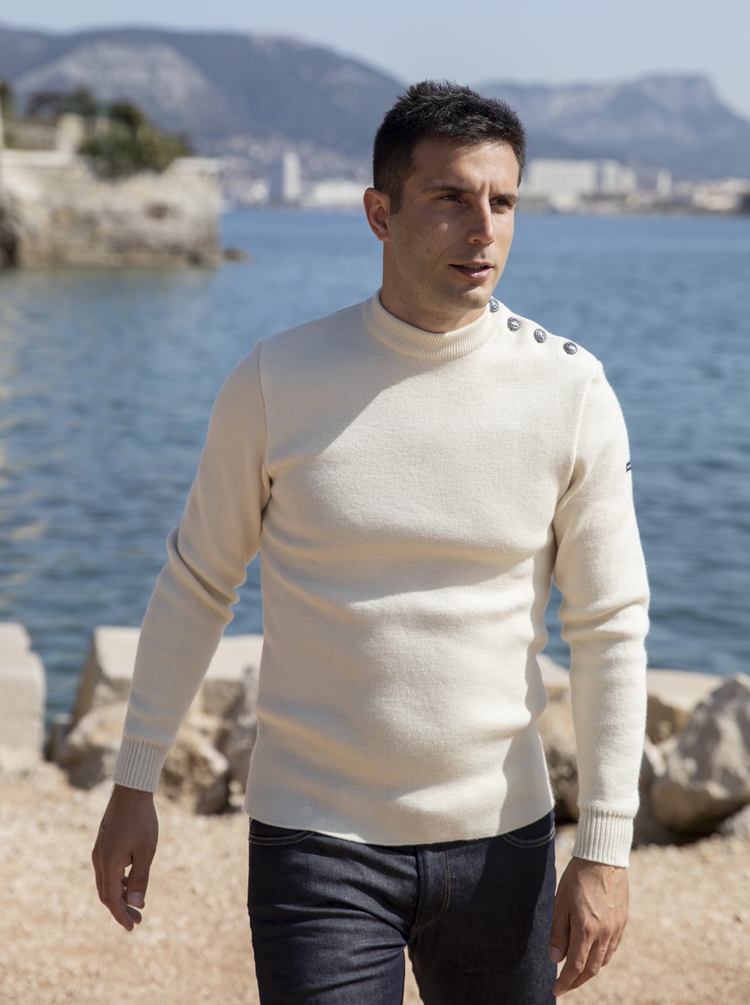 Pull marin uni « Compas » #couleur_Marine