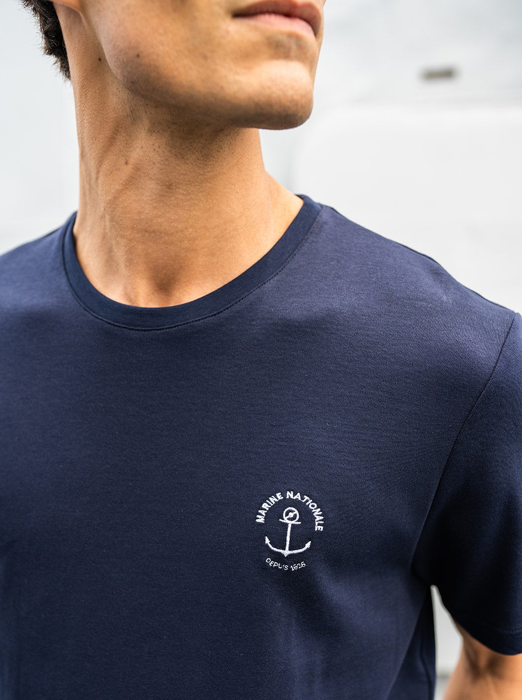 Tee-shirt brodé « Marine nationale » #couleur_Océan