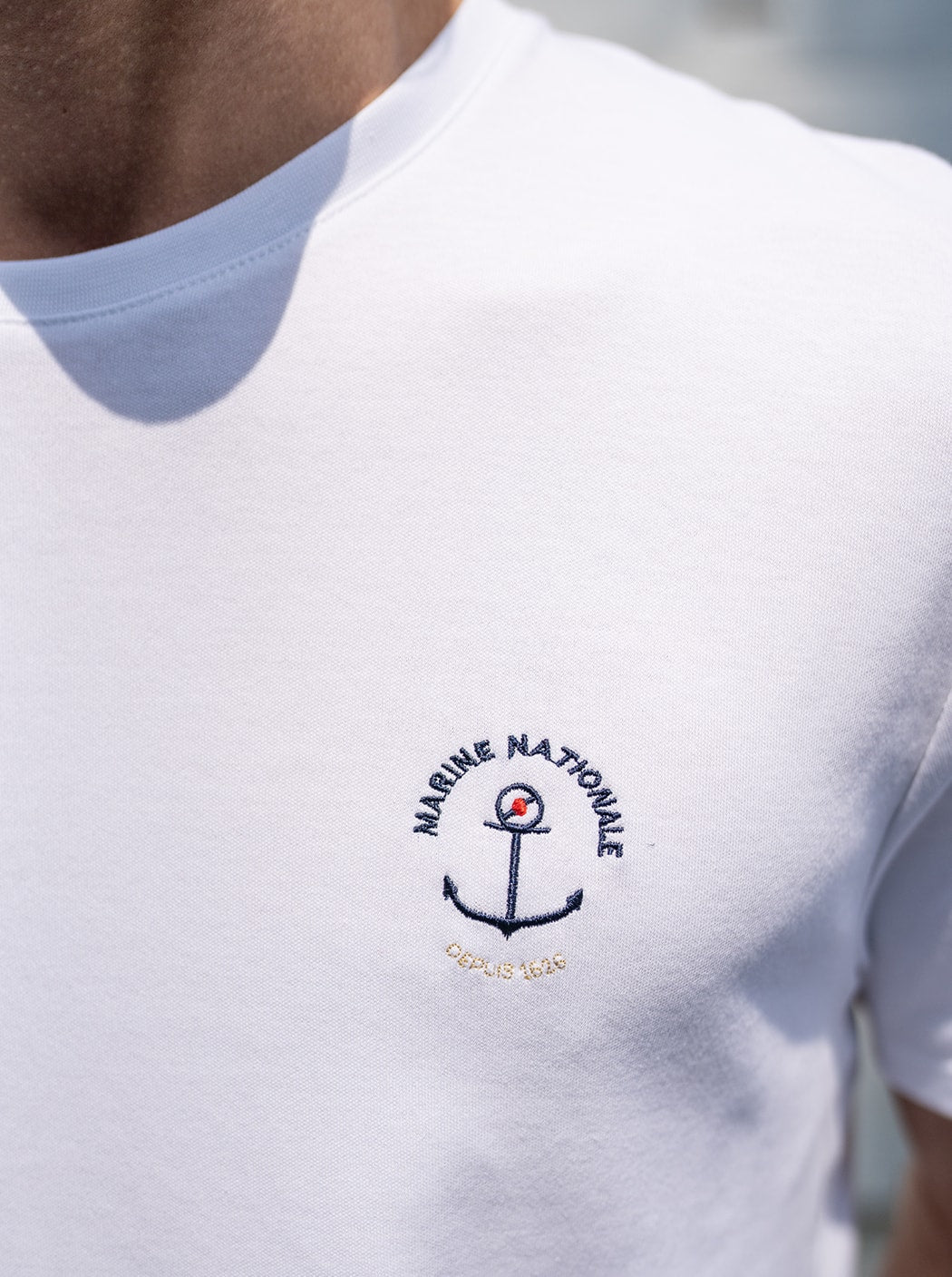 Tee-shirt brodé « Marine nationale » #couleur_Océan