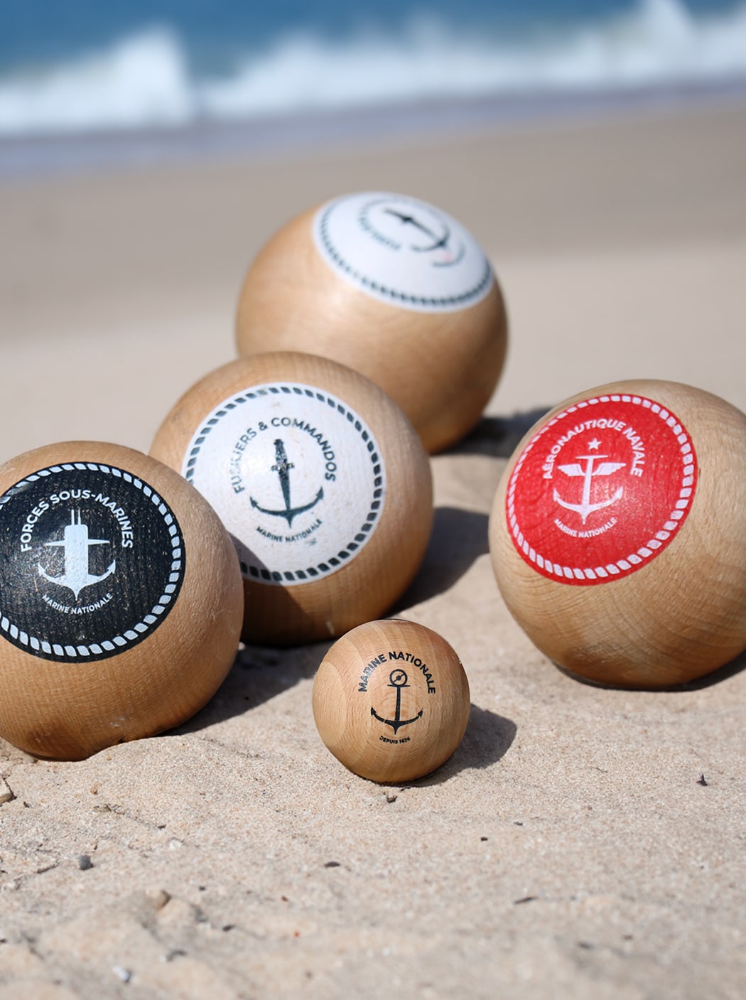 Jeu de pétanque en bois « Marine nationale »