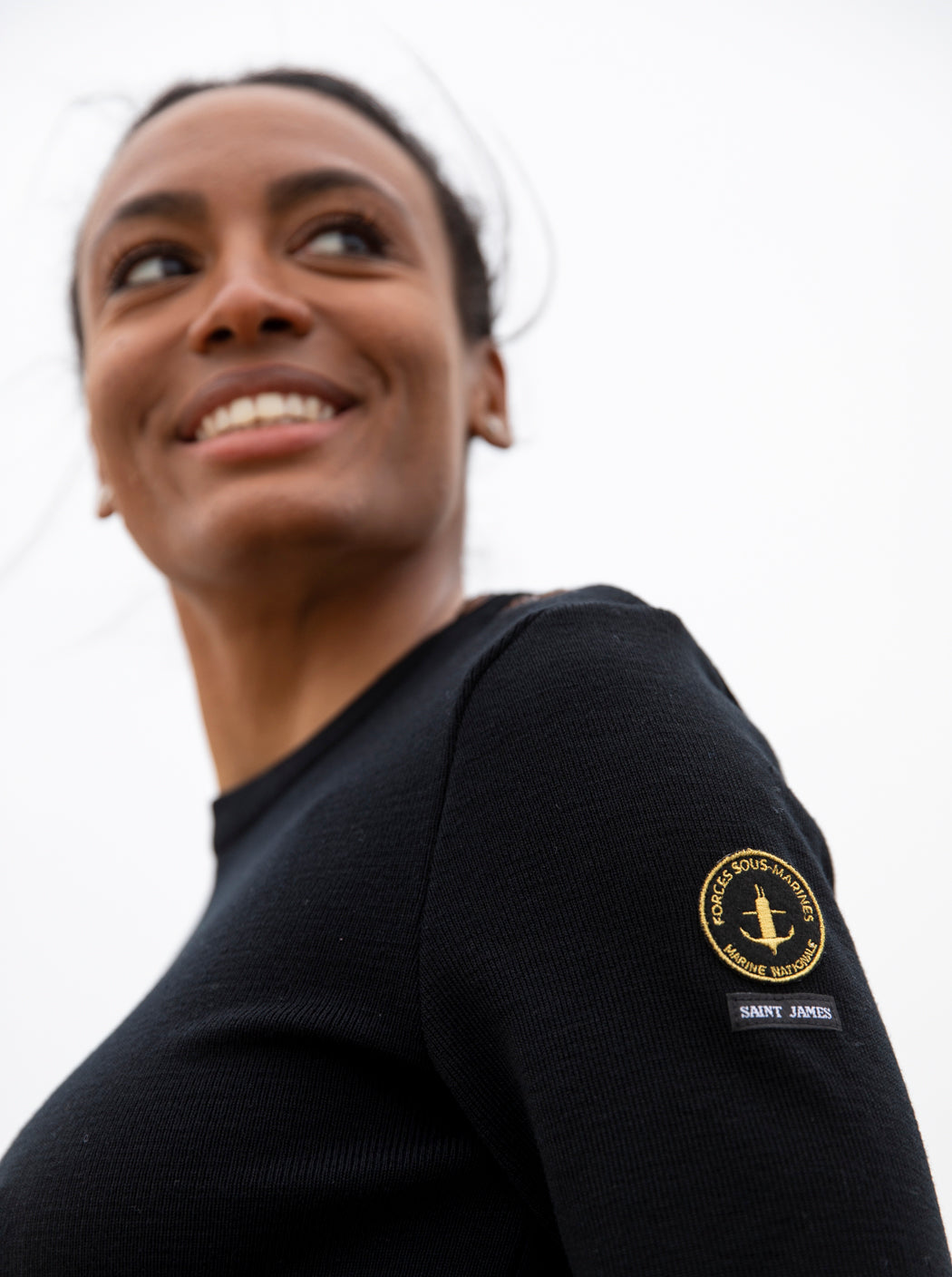 Pull marin uni noir « Astrolabe »