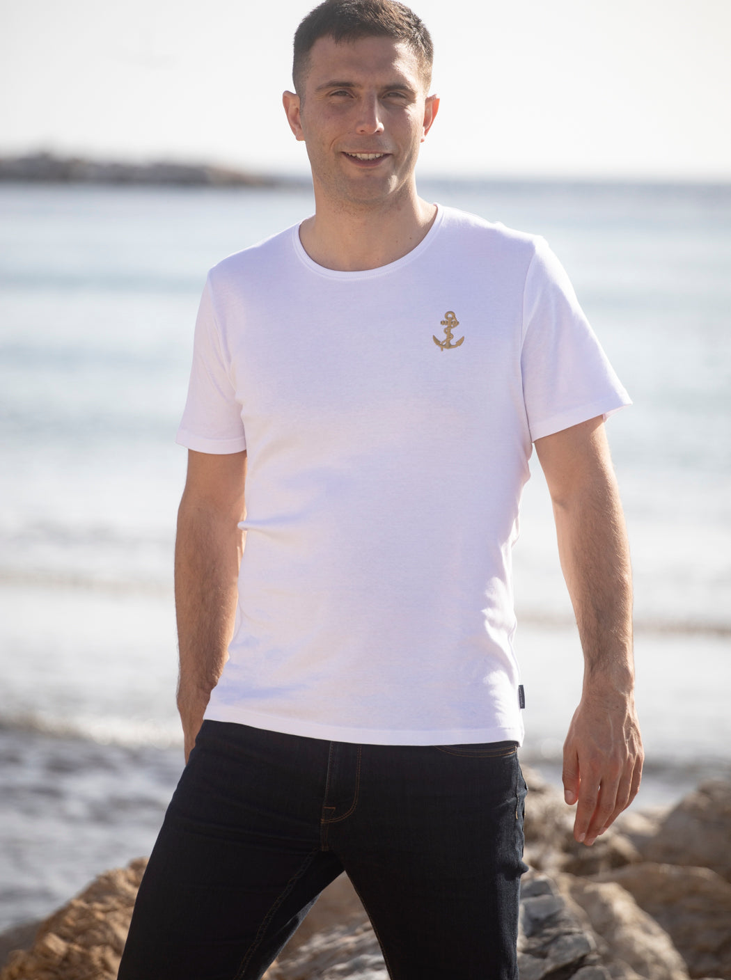 Tee-shirt brodé « Ancre marine »