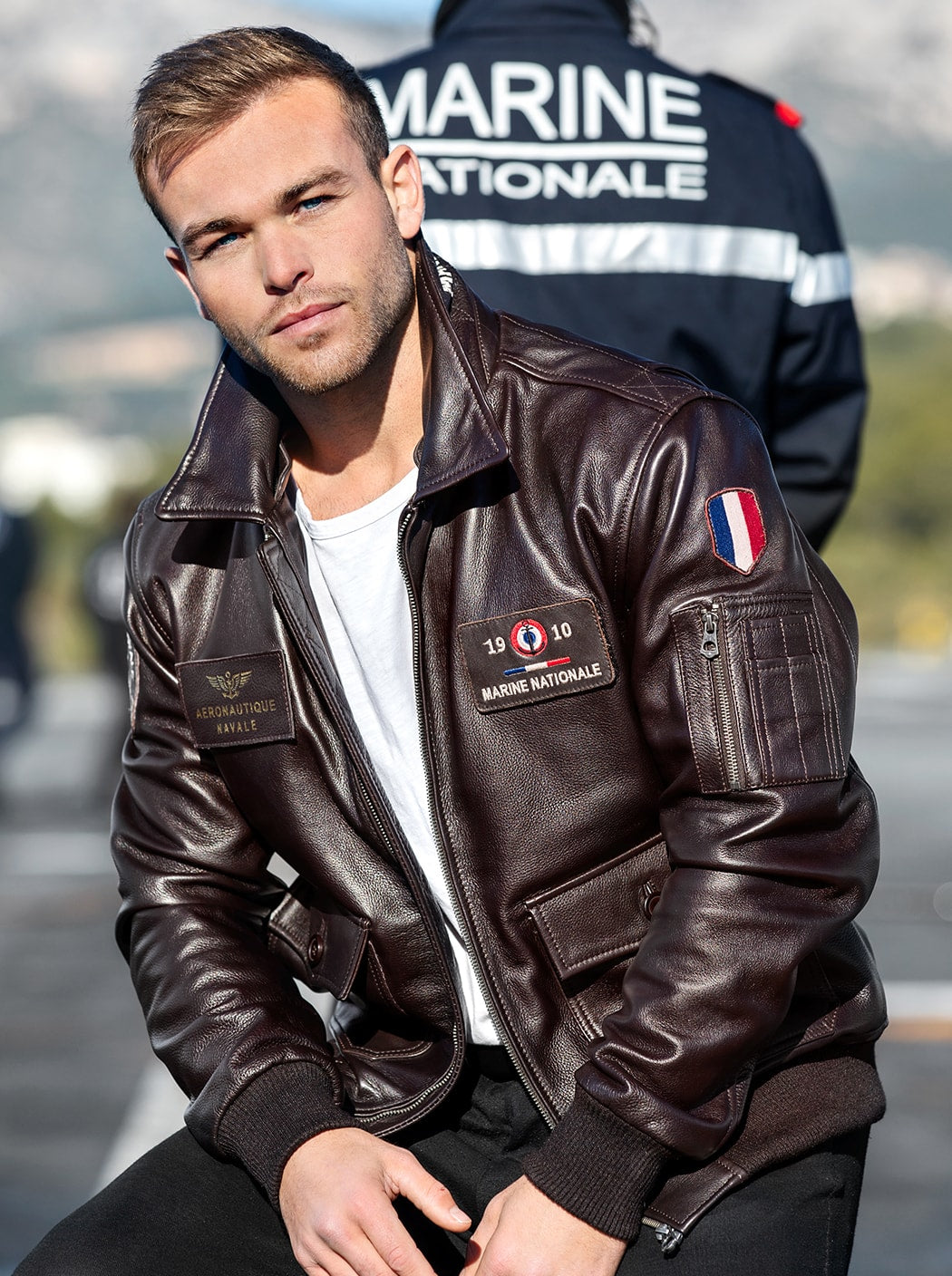 Blouson en cuir Aeronautique navale